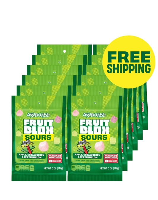 NEW! HURRY! 12 BAGS! Fruit Blox Unspeakable Fruit Sours, 5 oz
