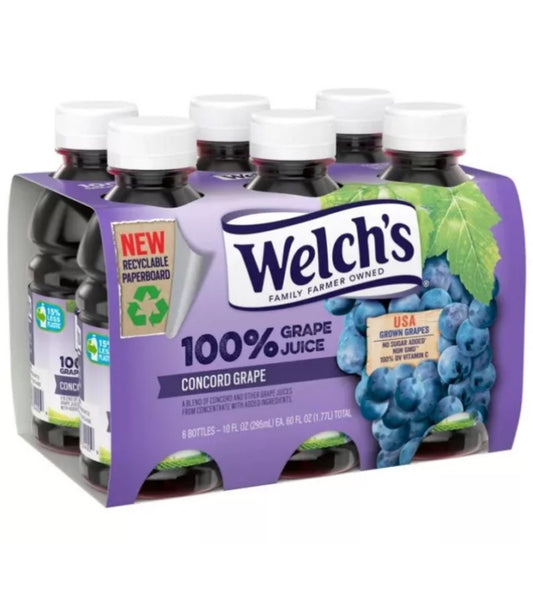 6 PACK! Welch’s 100% Concord Grape Juice, 10 Oz Bottles, FREE EXPEDITED SHIPPING!