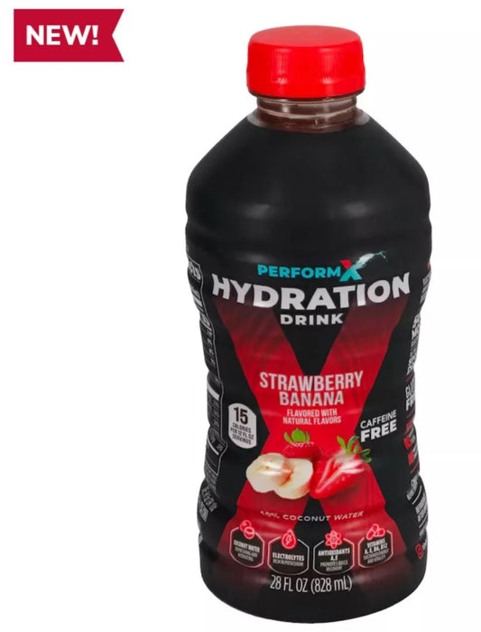 12 PACK! NEW! PerformX Strawberry Banana Hydration Drink, 28-oz, FREE  SHIPPING!