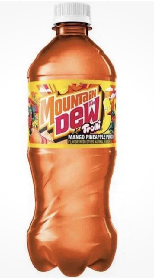 12 PACK! NEW! Mountain Dew Trolli Mango Pineapple Punch, 20 oz Bottles!