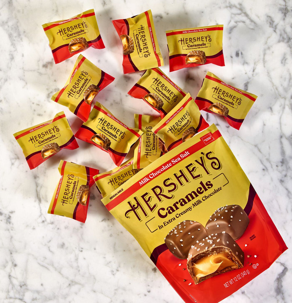 SHIPS COOL! HERSHEY’S Caramels Extra Creamy Milk Chocolate, 12 oz, FREE SHIPPING!