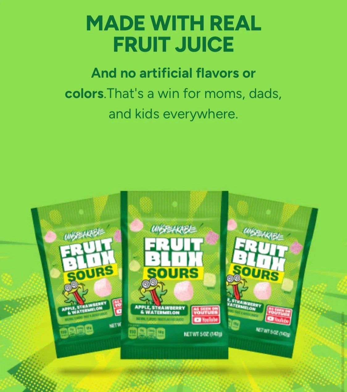 NEW! HURRY! 6 BAGS! Unspeakable Fruit Blox Sours, 5 oz