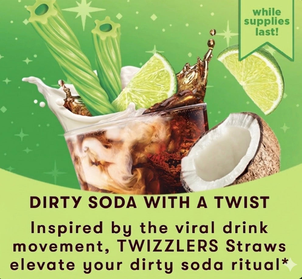 2 PACK! NEW! Twizzlers Straws, Coconut, Lime & Vanilla, LIMITED STOCK!
