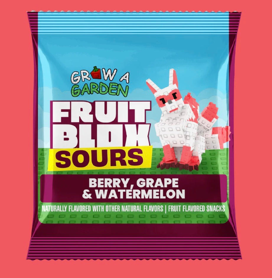 NEW! 22 PACKS! FRUITBLOX SOURS GROW A GARDEN SNACKS, BERRY, GRAPE, WATERMELON