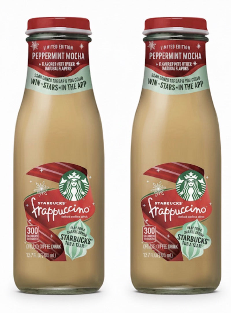 2 PACK! NEW! 2025! Starbucks Peppermint Mocha, 13.7 oz Bottles, LIMITED STOCK!