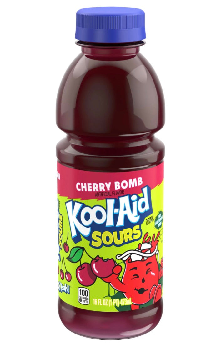 6 PACK! NEW! Kool-Aid Sours, Cherry Bomb,16 oz