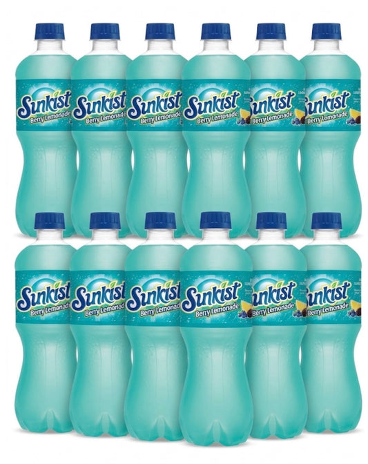 12 PACK! NEW! 2026! Sunkist Berry Lemonade Soda, 20 oz Bottles