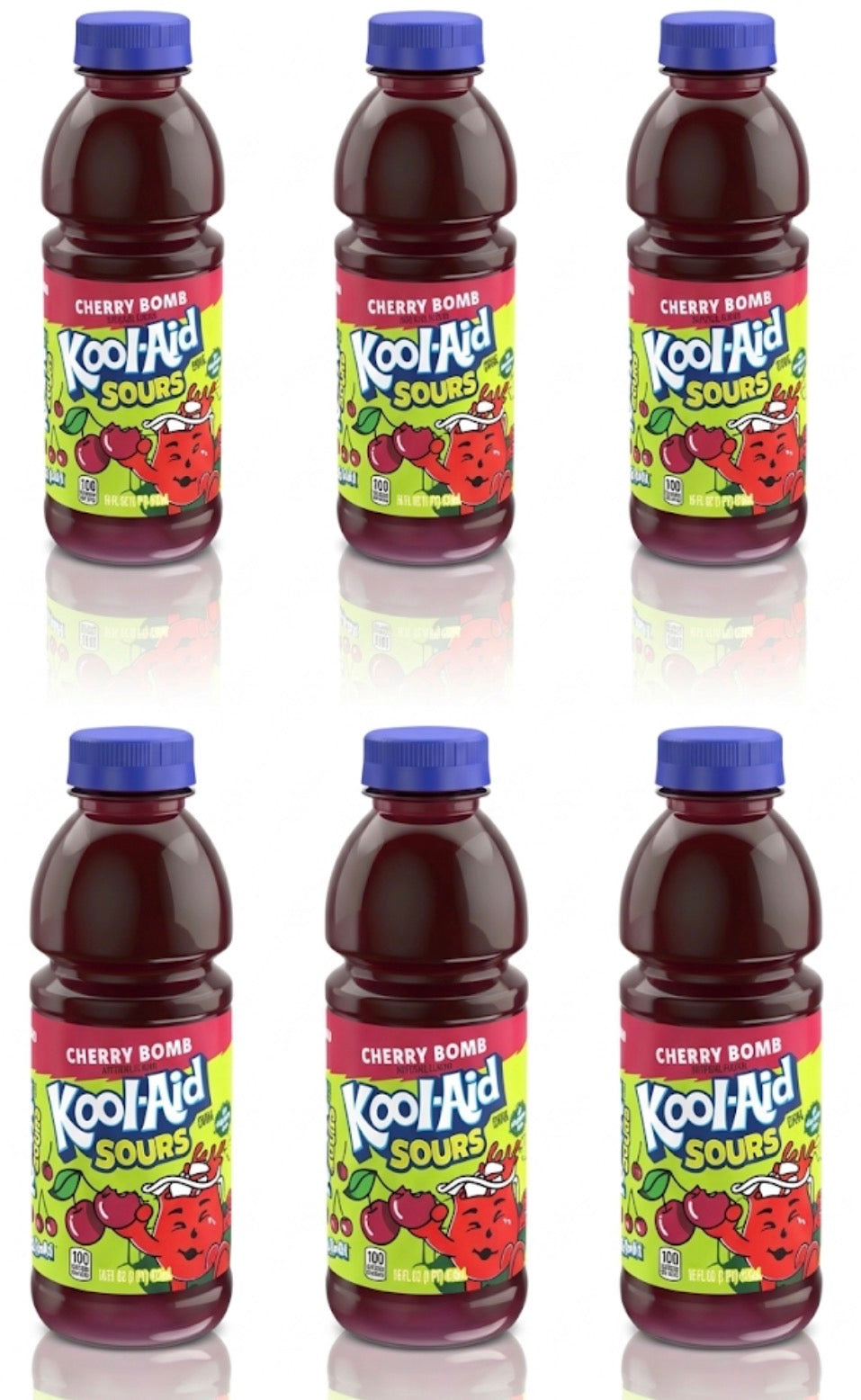 6 PACK! NEW! Kool-Aid Sours, Cherry Bomb,16 oz