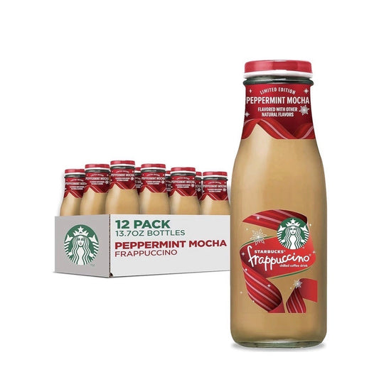 12 PACK! NEW! 2025! Starbucks Peppermint Mocha, 13.7 oz Bottles, FREE SHIPPING!
