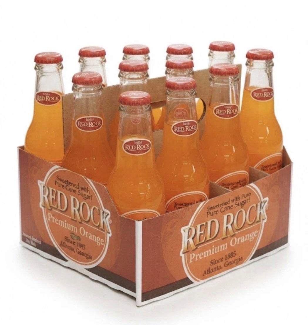 12 PACK! Red Rock Premium Orange Soda, MADE WITH REAL SUGAR, 12 oz Glass Bottles