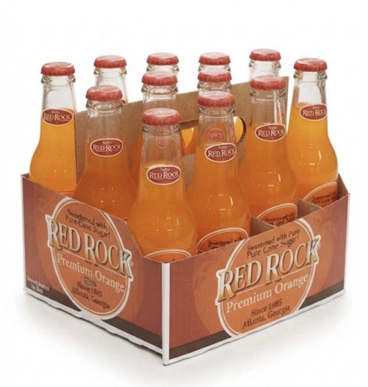 12 PACK! Red Rock Premium Orange Soda, MADE WITH REAL SUGAR, 12 oz Glass Bottles