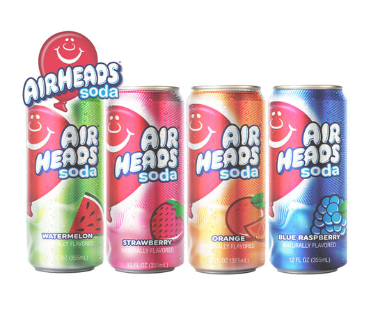 4 PACK! NEW! Airheads Soda, 12 oz Cans, Variety, FREE SHIPPING!