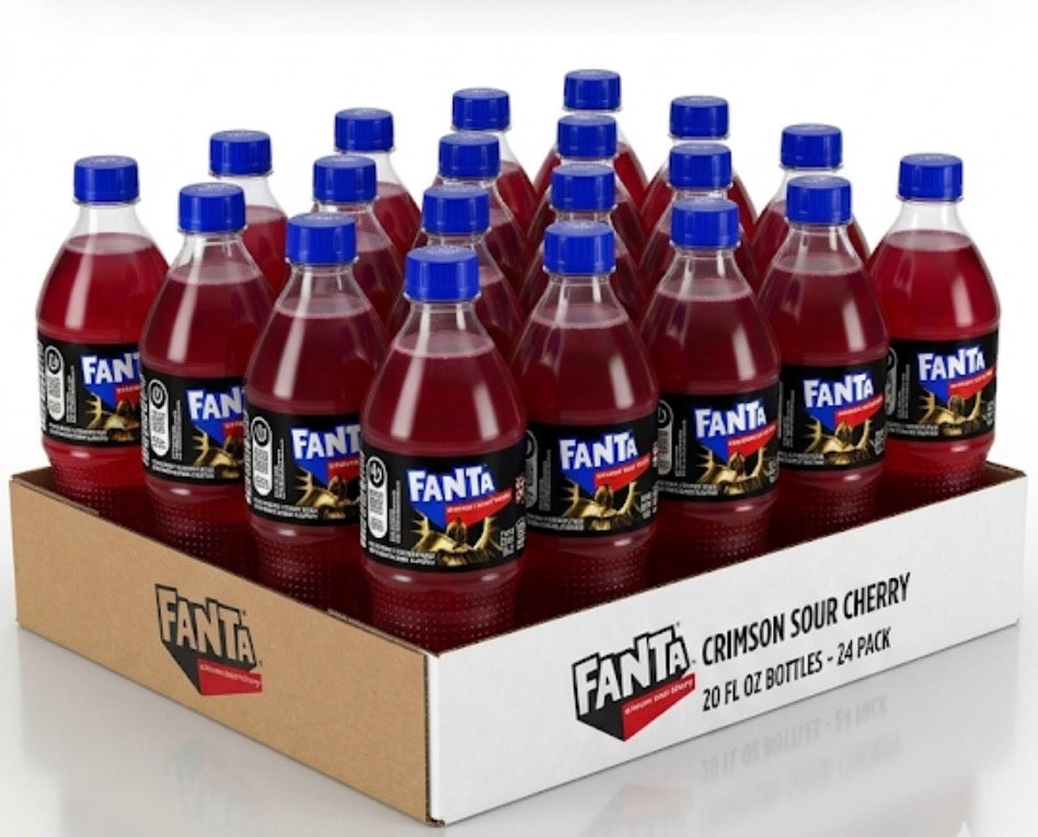 24 PACK! NEW! FANTA XBOX CRIMSON SOUR CHERRY SODA, 20 OZ BOTTLES