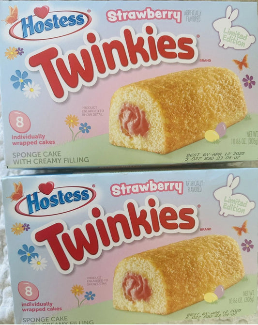 2 BOXES! NEW! 2025! Hostess Strawberry Twinkies, Easter Edition, FREE EXPEDITED!