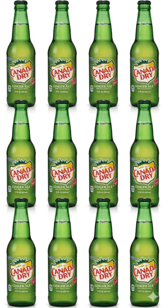 12 PACK! NEW! Canada Dry Ginger Ale, Made With Real Ginger & Sugar,12 oz Bottles
