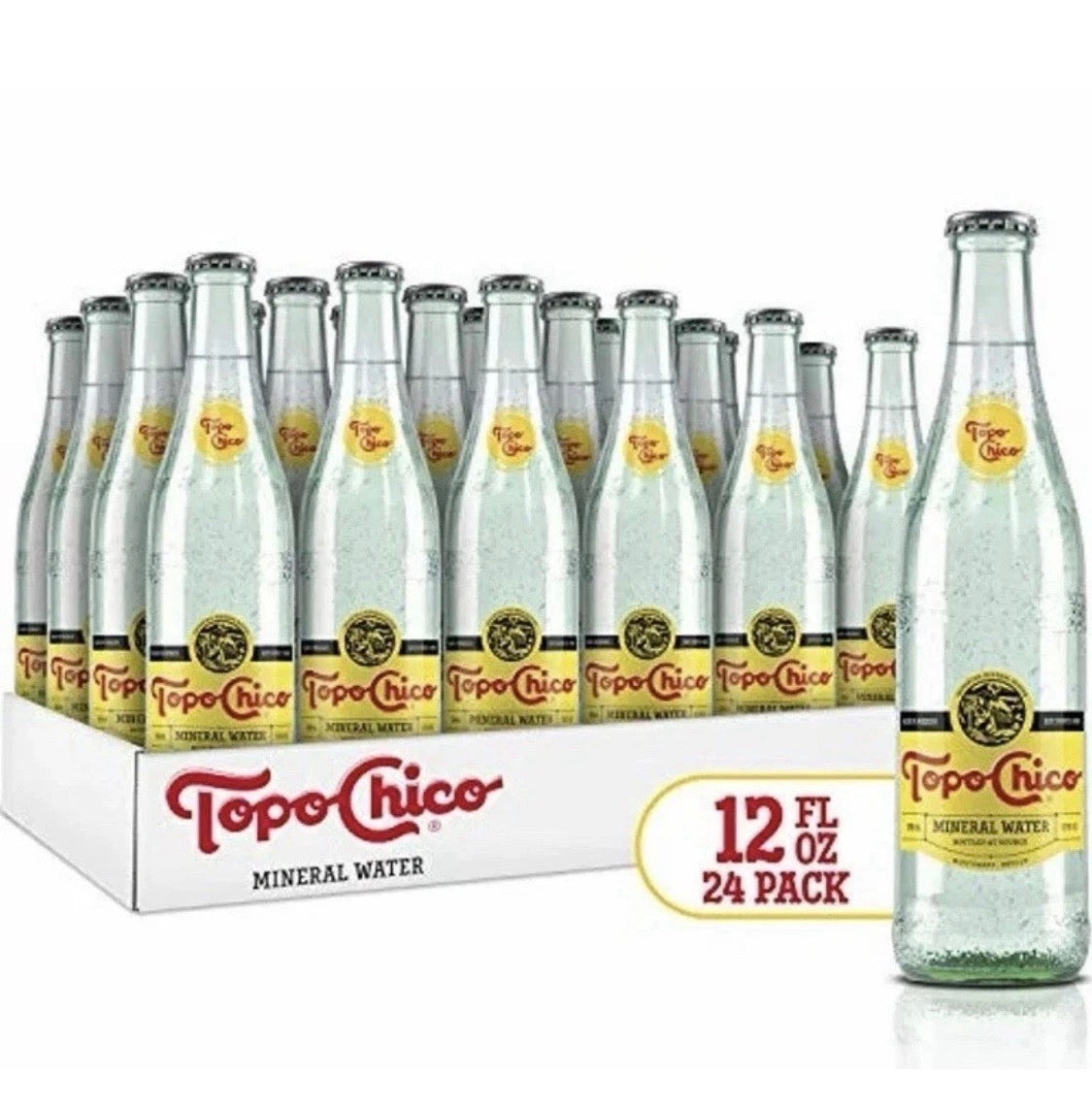 24 PACK! Topo Chico Mineral Water, From Mexico, 12 oz GLASS BOTTLES!