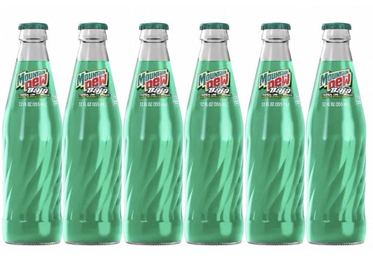 6 PACK! NEW! Mountain Dew Baja Blast, 12 oz Glass Bottles, MADE WITH REAL SUGAR!