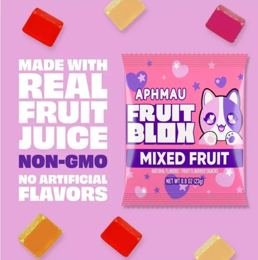 22 PACKS! FruitBlox Aphmau Mixed Fruit Snacks, FREE EXPEDITED SHIPPING!