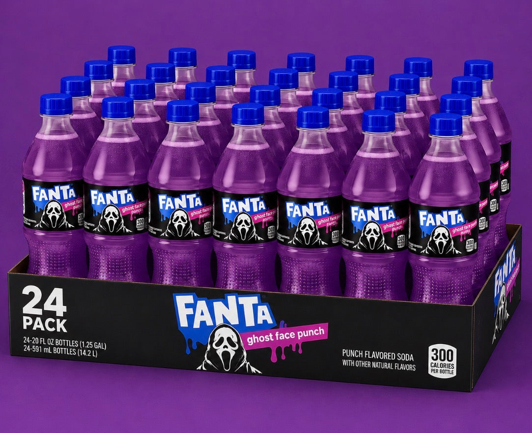 24 PACK! NEW! Fanta Ghost Face Punch Soda, 20 oz Bottles