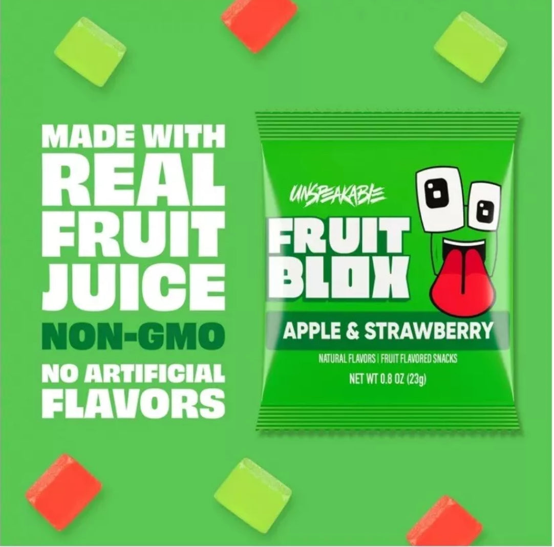 22 PACKS! FruitBlox Unspeakable Apple Strawberry Fruit Snacks, FREE EXPEDITED SHIPPING!