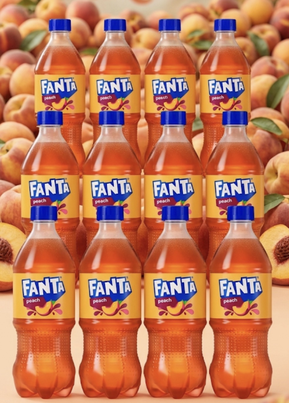 12 PACK! NEW! Fanta Peach Soda, 20 oz Bottles