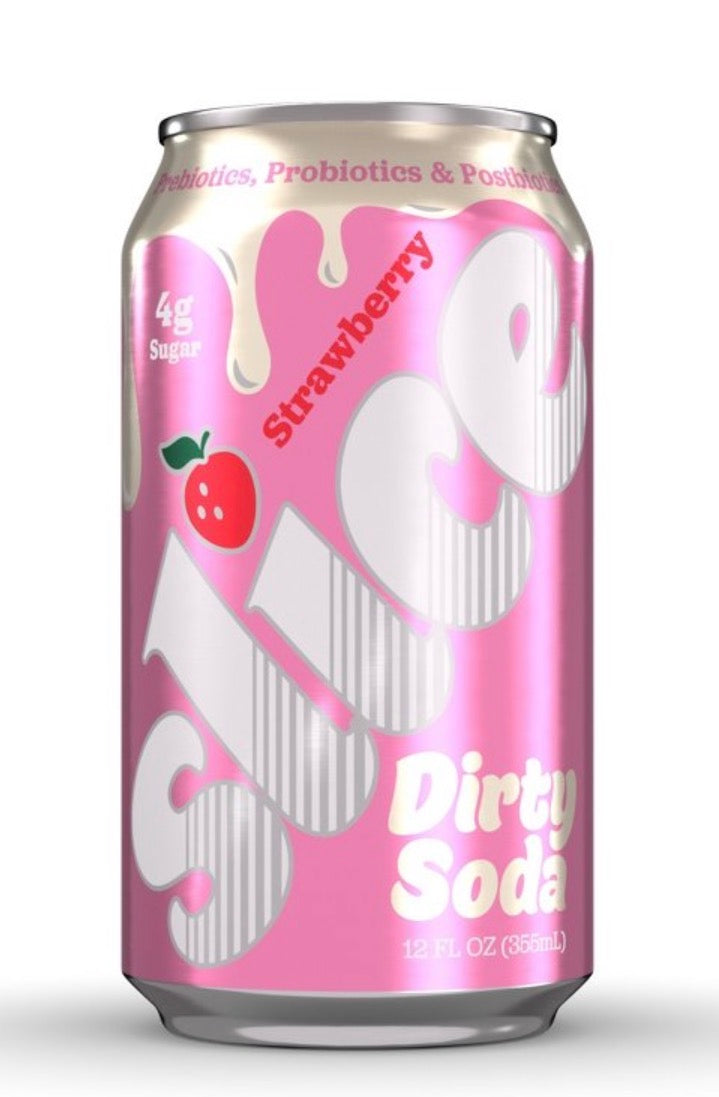 12 PACK! NEW! Slice Healthy Strawberry Dirty Soda, 12 oz Cans