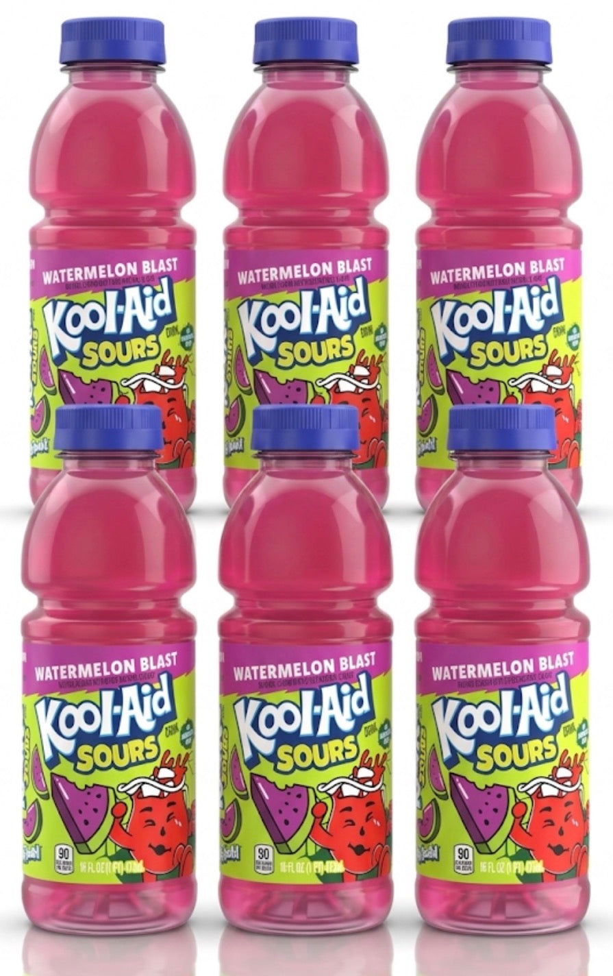 6 PACK! NEW! Kool-Aid Sours, Watermelon Blast, 16 oz