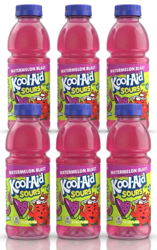 6 PACK! NEW! Kool-Aid Sours, Watermelon Blast, 16 oz