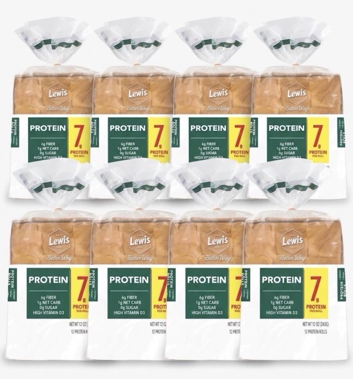 8 PACK! NEW! Lewis Bake Shop Better Way Protein Dinner Rolls,12 ct