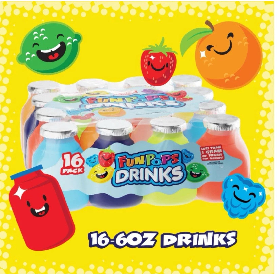 16 PACK! NEW! Funpops Variety Drinks, 6 oz, FREE EXPEDITED SHIPPING!