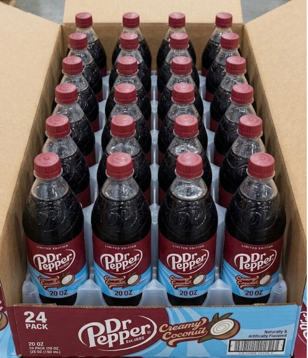 24 PACK! NEW! Dr. Pepper Creamy Coconut, 20 oz Bottles