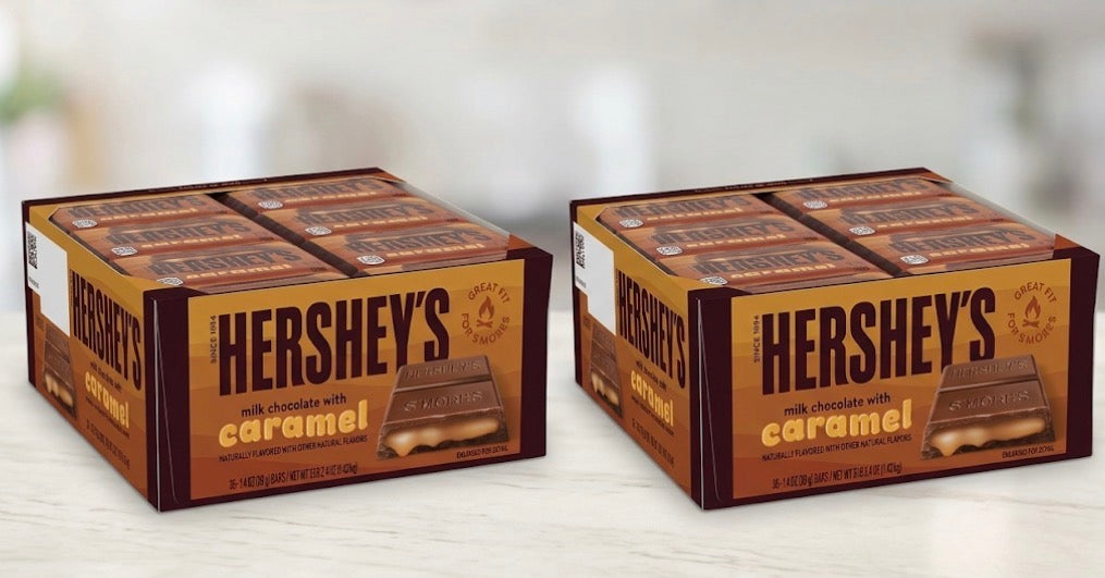 SHIPS COOL! 72 PACK! HERSHEY'S Milk Chocolate with Caramel Candy Bars, 1.4 oz