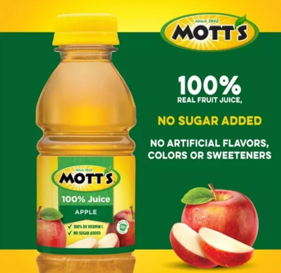 6 PACK! Mott's 100% Apple Juice, 8 oz Bottles, FREE EXPEDITED SHIPPING!