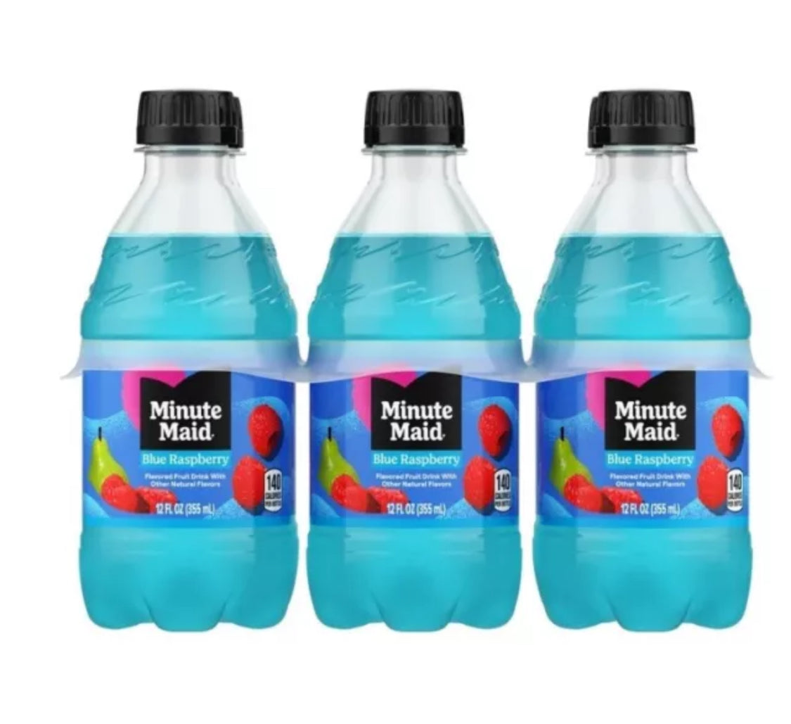 6 PACK! Minute Maid Blue Raspberry, 12 Oz Bottles, FREE EXPEDITED SHIPPING!
