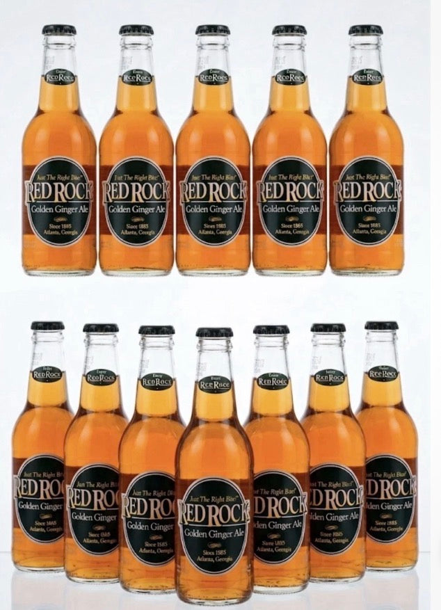 12 PACK! Red Rock Golden Ginger Ale, Made with Real Sugar, 12 oz Glass Bottles