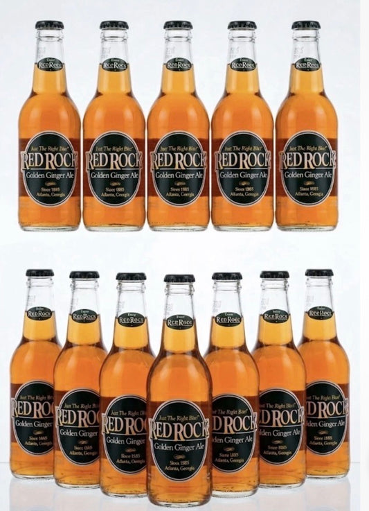 12 PACK! Red Rock Golden Ginger Ale, Made with Real Sugar, 12 oz Glass Bottles