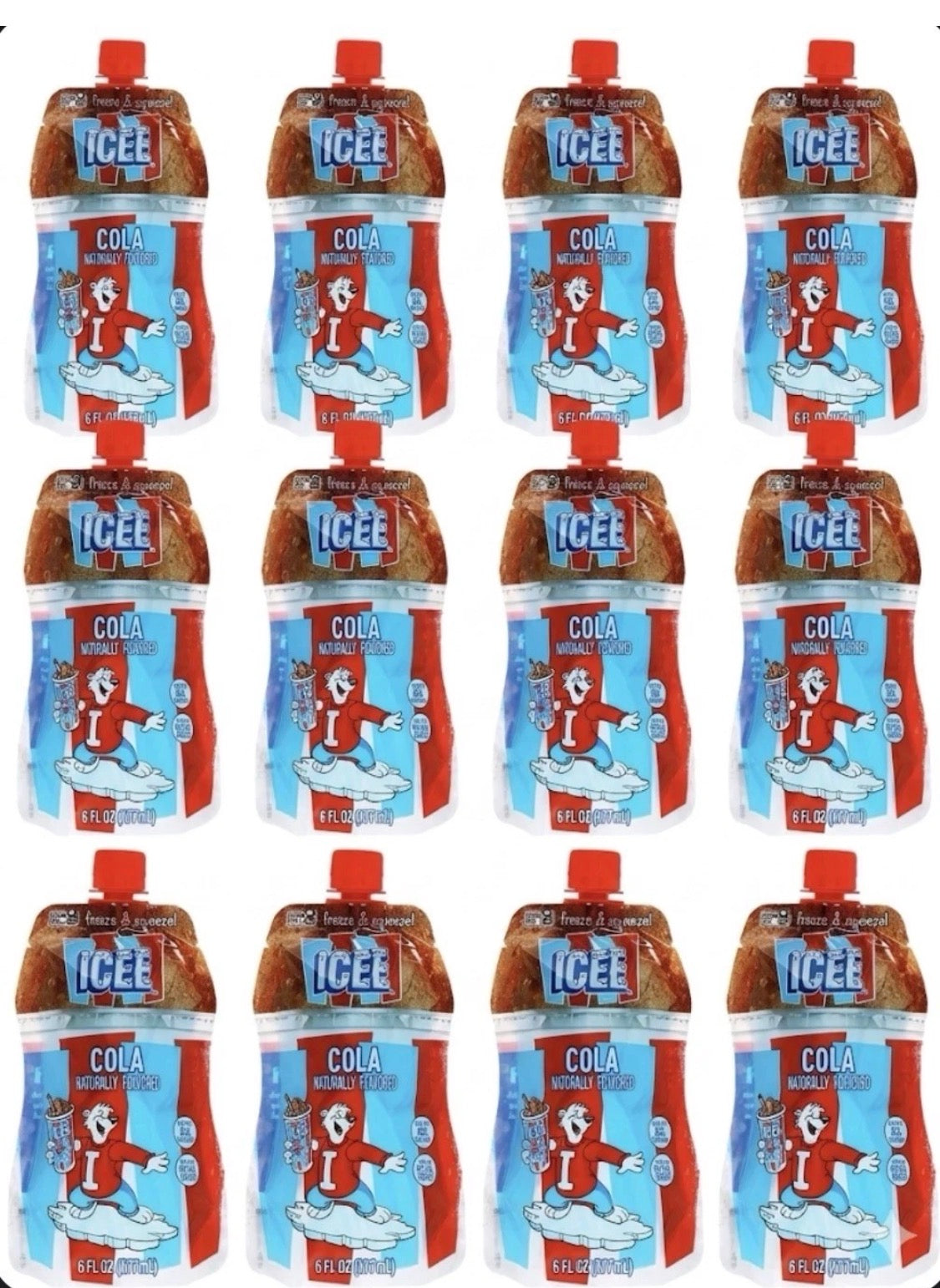 12 PACK! NEW! ICEE Cola Slush Pouch, 6 oz