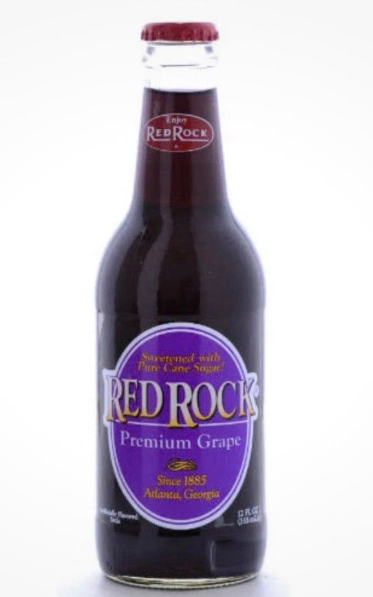 12 PACK! Red Rock Premium Grape Soda, MADE WITH REAL SUGAR, 12 oz Glass Bottles