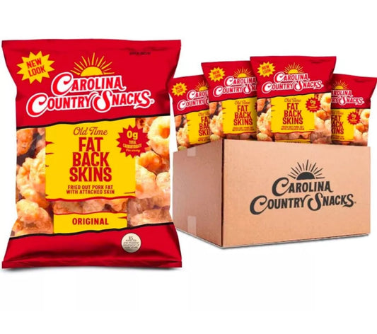 6 BAGS! Carolina Country Snacks Old Time Fat Back Skins, 3.5 oz, FREE EXPEDITED SHIPPING!