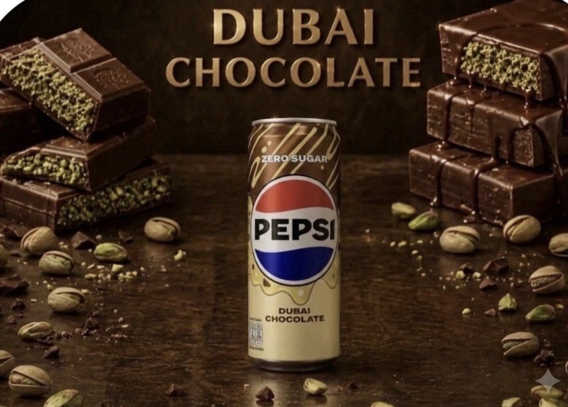 NEW! Pepsi Dubai Chocolate Soda, ZERO SUGAR, FROM THAILAND,LIMITED STOCK