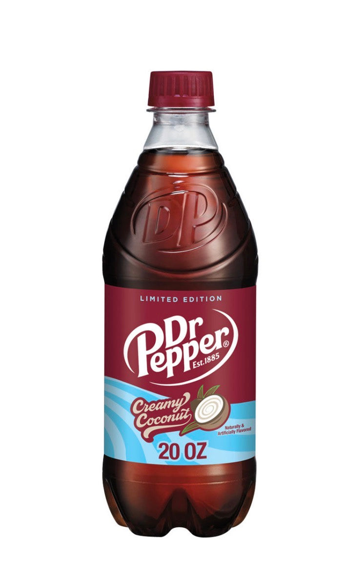 12 PACK! NEW! Dr. Pepper Creamy Coconut, 20 oz Bottles