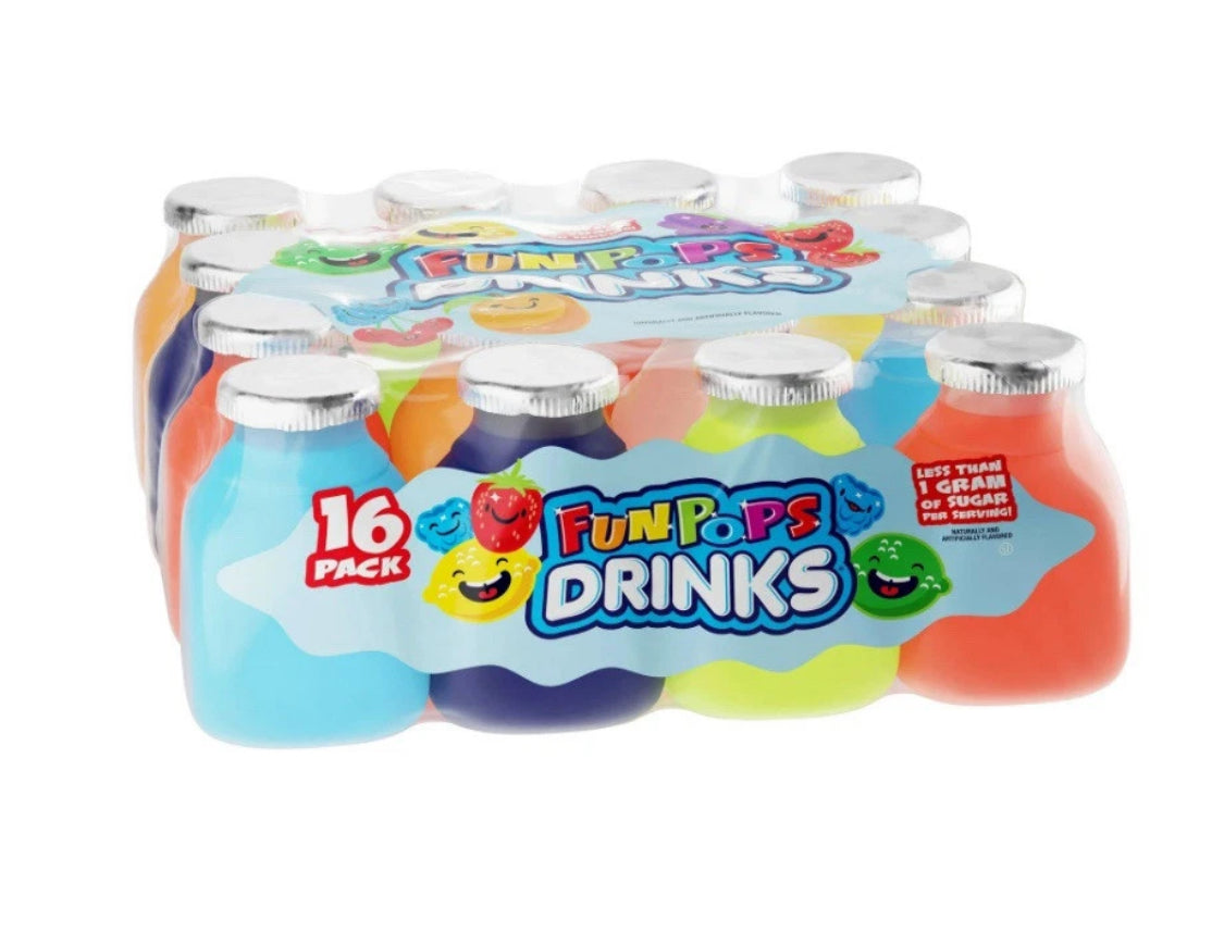 16 PACK! NEW! Funpops Variety Drinks, 6 oz, FREE EXPEDITED SHIPPING!