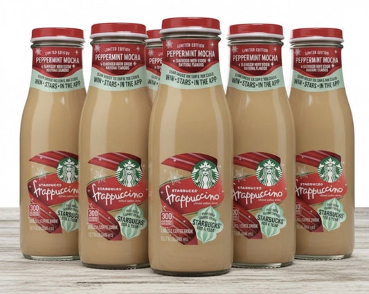6 PACK! NEW! 2025! Starbucks Peppermint Mocha, 13.7 oz Bottles, FREE SHIPPING!
