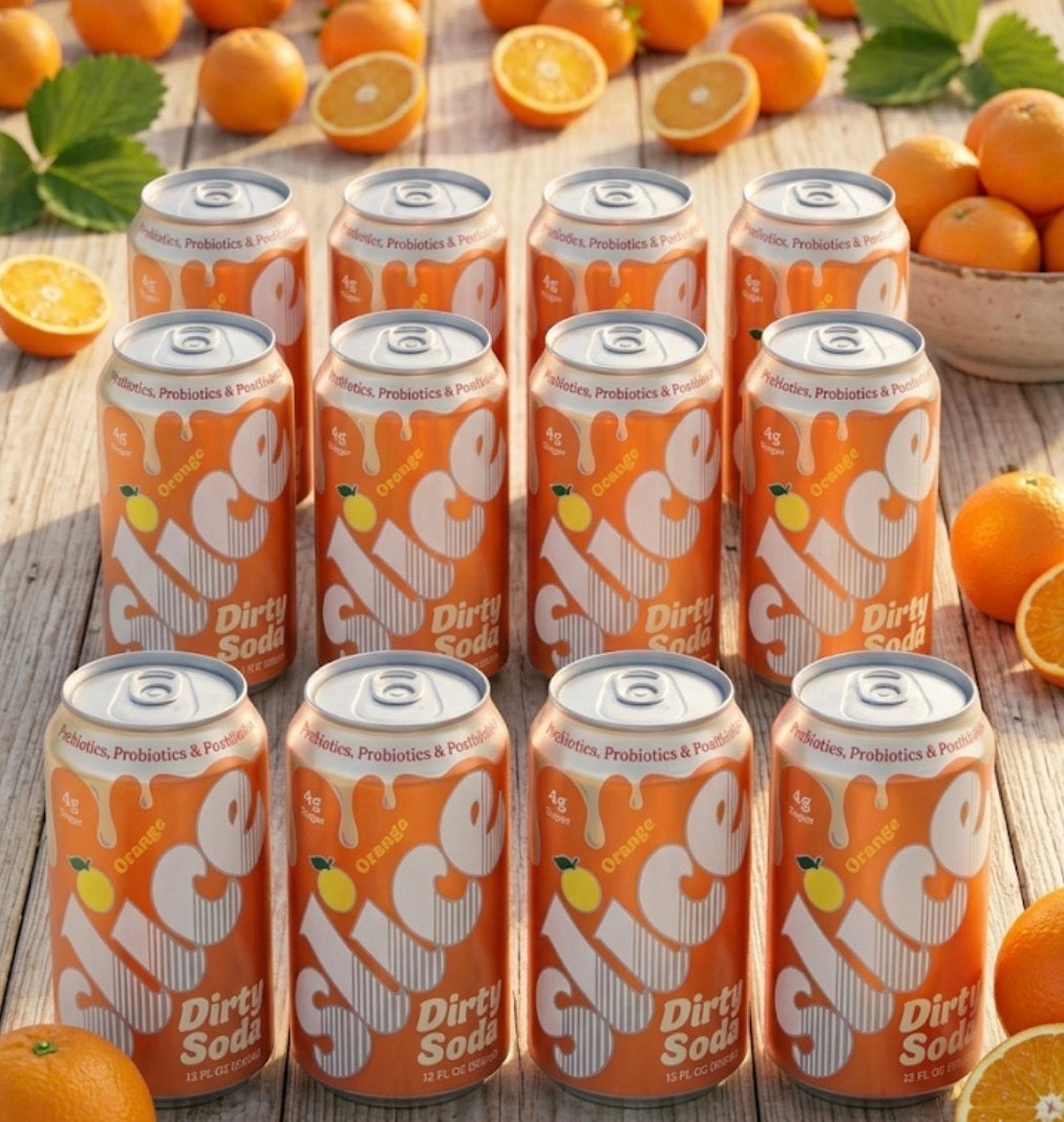 12 PACK! NEW! Slice Healthy Orange Dirty Soda, 12 oz Cans