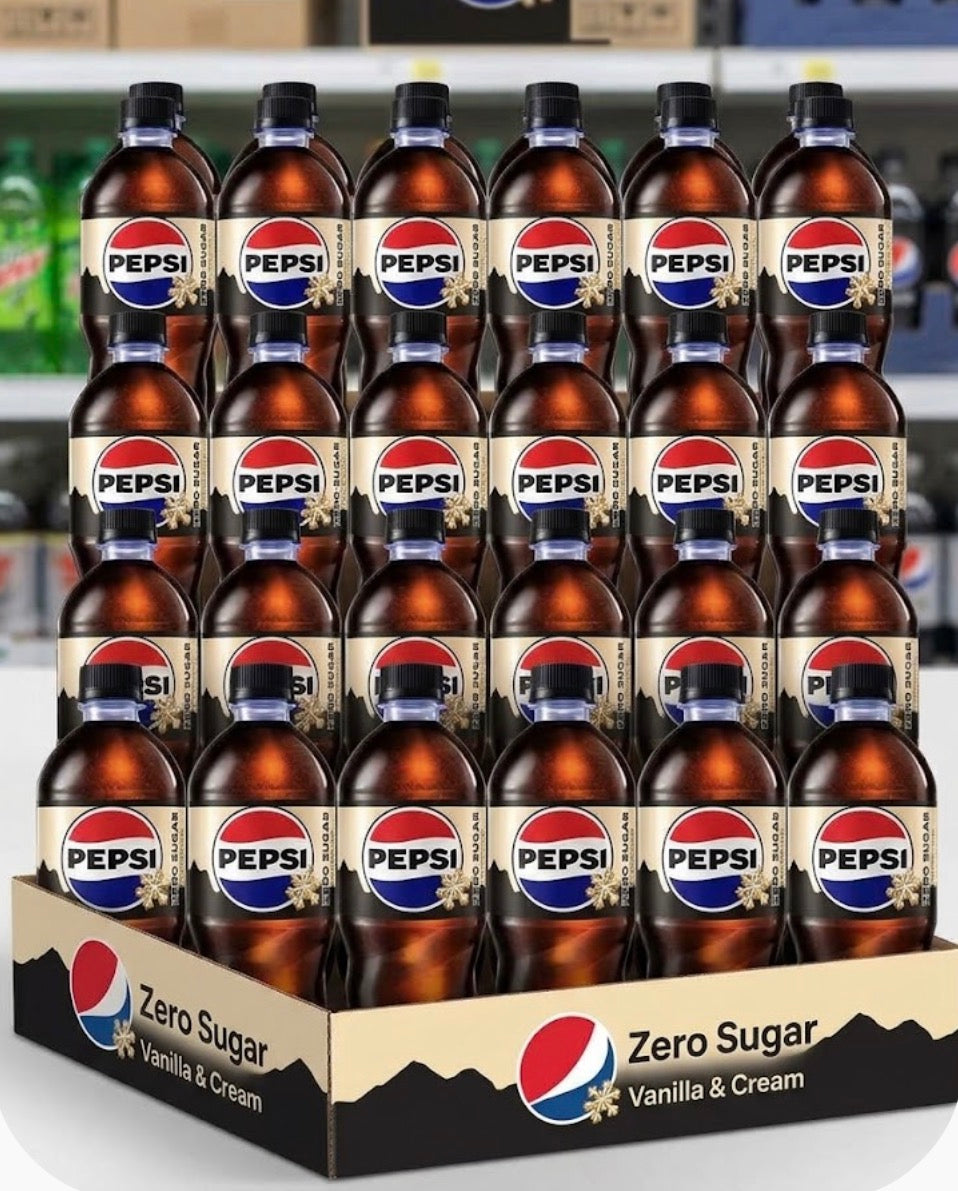24 PACK! NEW! Pepsi Vanilla & Cream, ZERO SUGAR, 20 oz Bottles