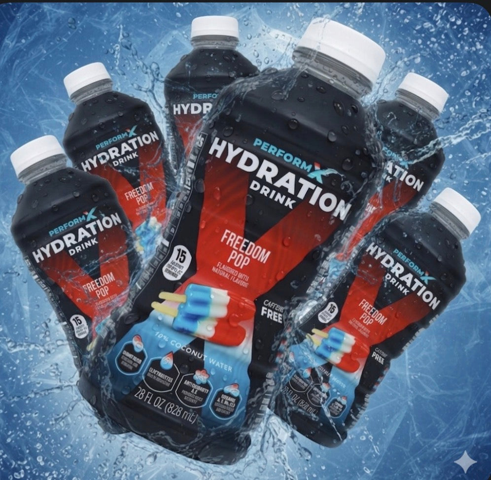 NEW! 6 PACK! PerformX Freedom Pop Hydration Drink, 28 oz