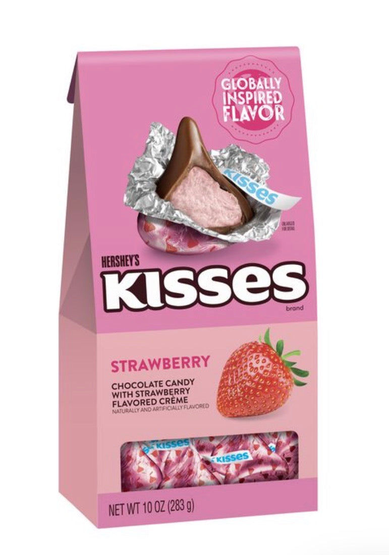 SHIPS COOL! 2 PACK! NEW! HERSHEY'S KISSES STRAWBERRY, 10 oz