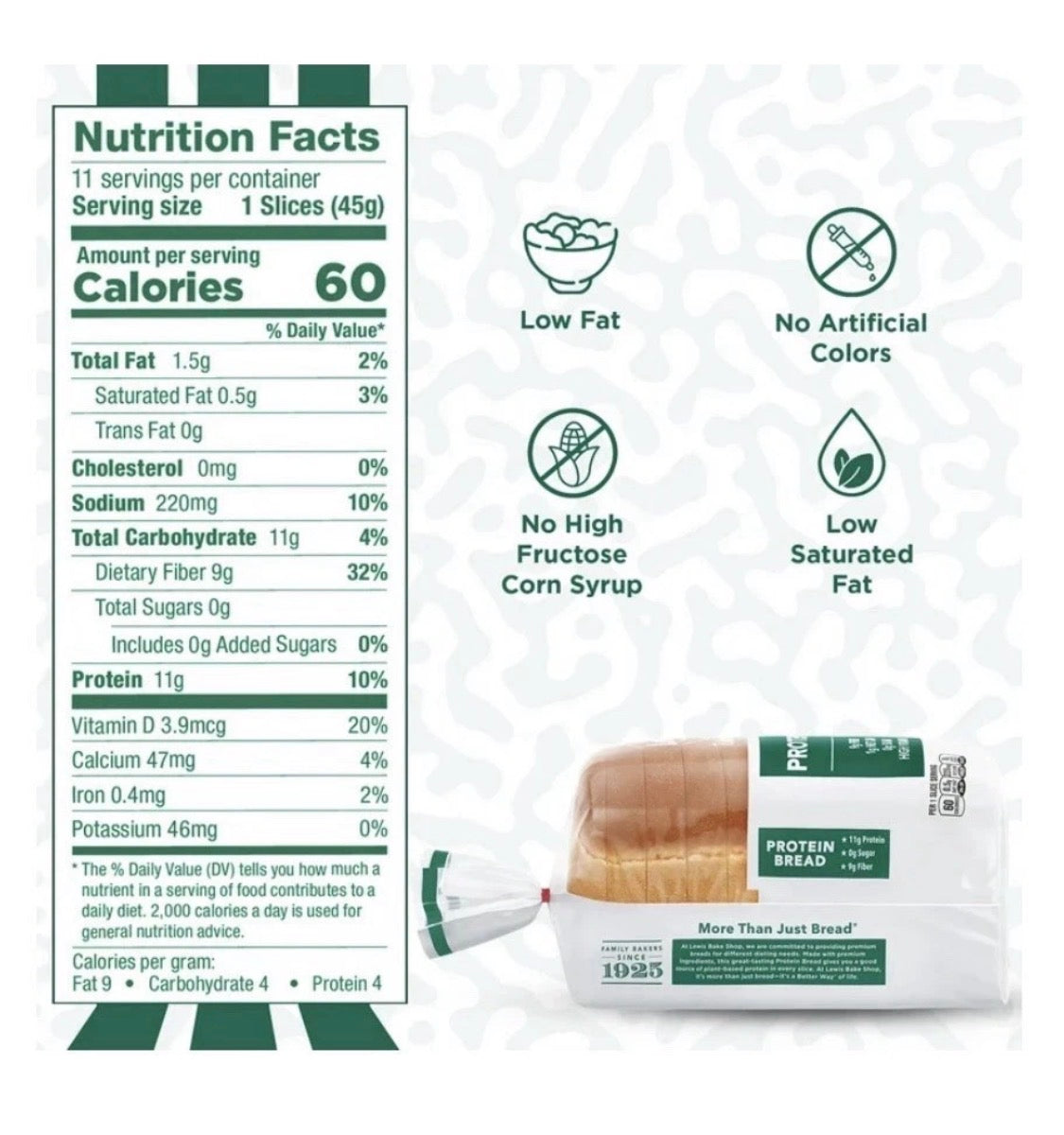 NEW! Lewis Bake Shop Better Way Protein Loaf Bread, 17.5 oz
