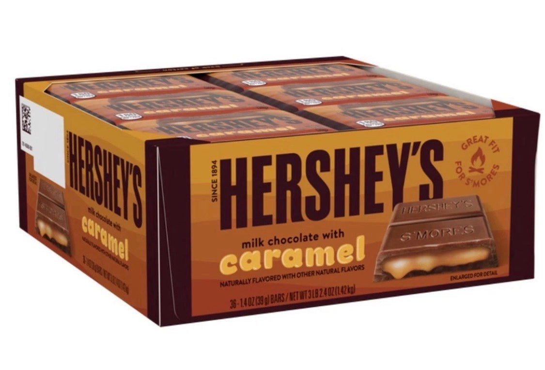 SHIPS COOL! 72 PACK! HERSHEY'S Milk Chocolate with Caramel Candy Bars, 1.4 oz