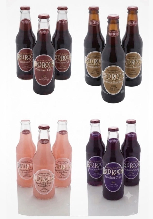 12 PACK! Red Rock Premium Cola, Sparkling Pink Grapefruit, Root Beer, Grape